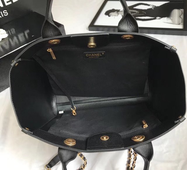 2019 CC original grained calfskin shopping bag A57069 black 