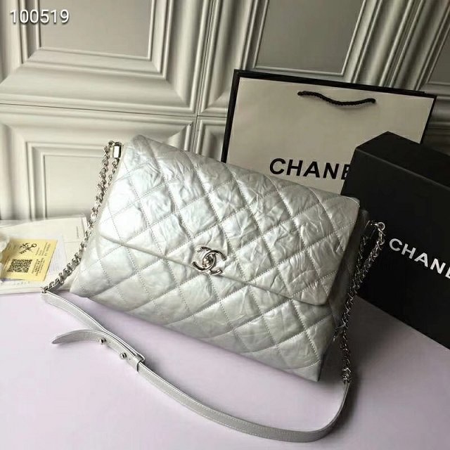 2019 CC original calfskin large flap bag A57085 silver