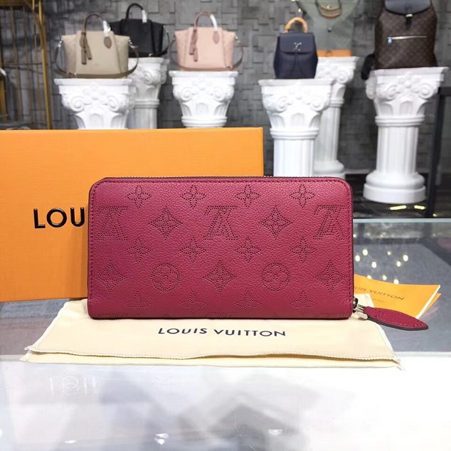 Louis vuitton original mahina leather zippy wallet m58429 burgundy