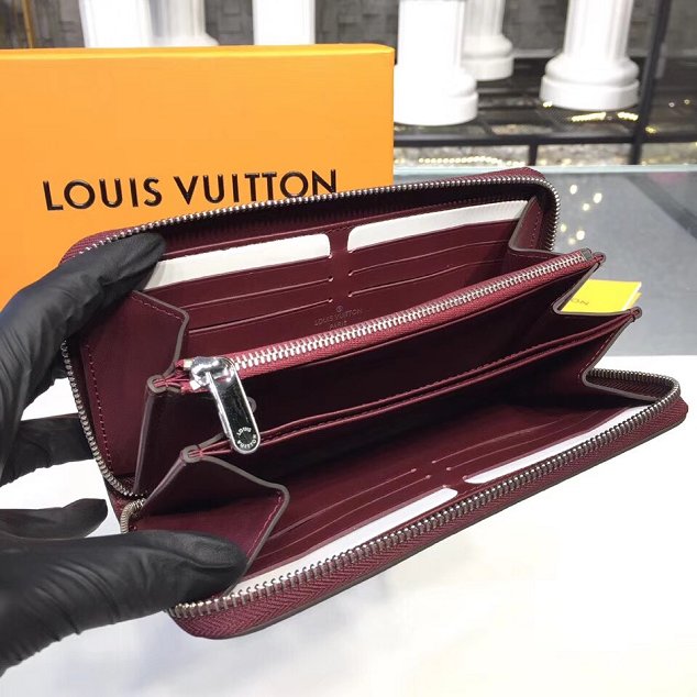 Louis vuitton original mahina leather zippy wallet m58429 burgundy