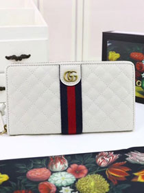 GG original calfskin zip around wallet with Double G 536450 white