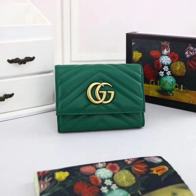 GG original calfskin marmont matelasse wallet 474802 green