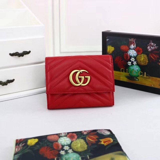 GG original calfskin marmont matelasse wallet 474802 red