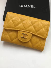 CC original calfskin classic card holder A80799 yellow