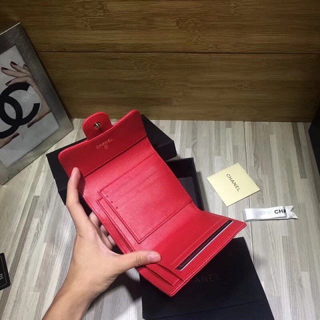 CC original calfskin classic small flap wallet A84401 red