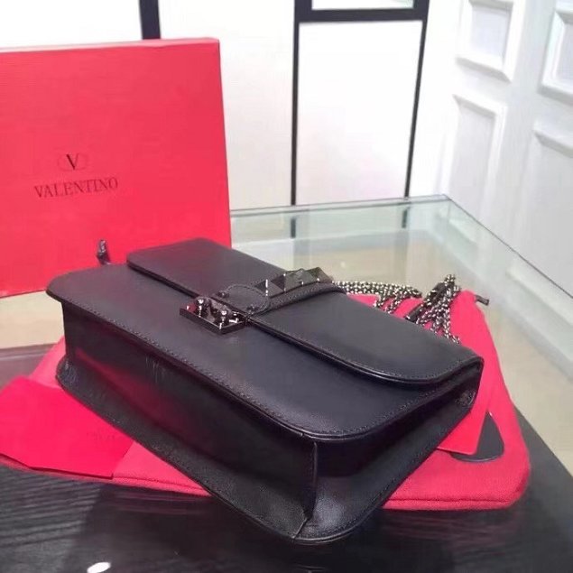 Valentino original calfskin medium chain shoulder bag 0398 black