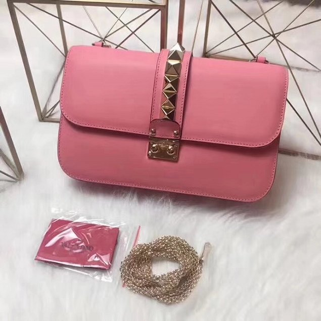 Valentino original calfskin medium chain shoulder bag 0398 pink