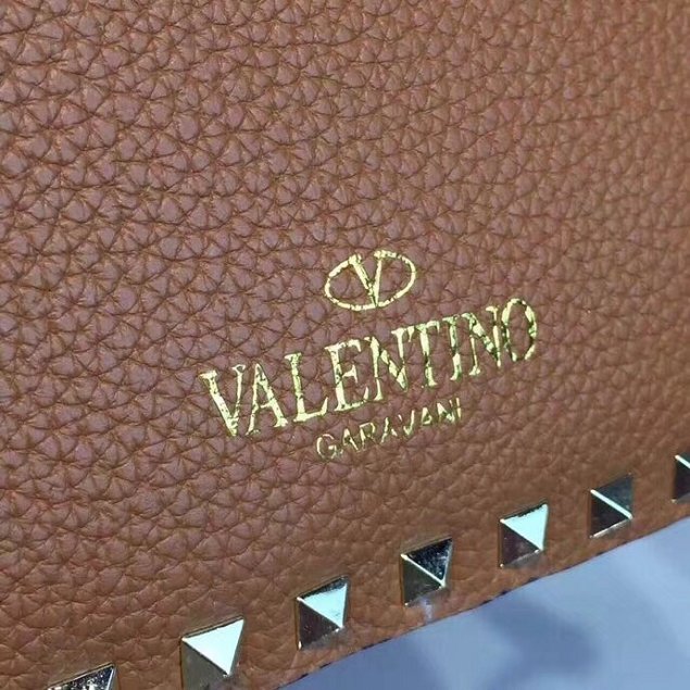 Valentino original calfskin rockstud large hobo bag 0941 coffee