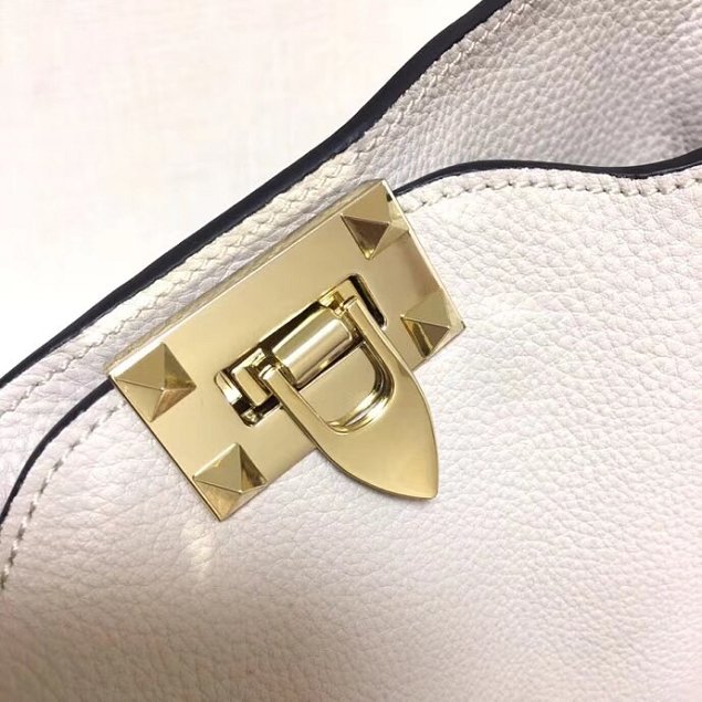 Valentino original calfskin rockstud small hobo bag 0940 white