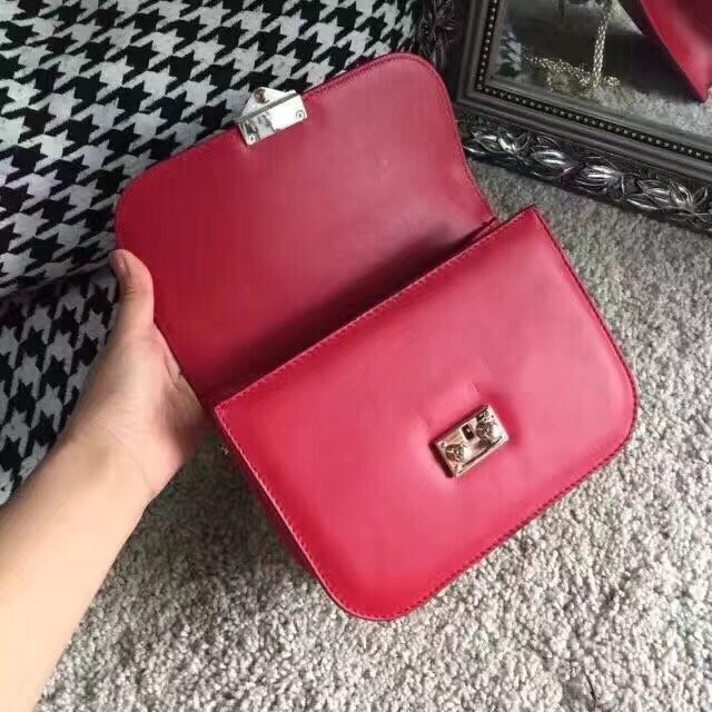 Valentino original smooth calfskin small chain shoulder bag 0312 red