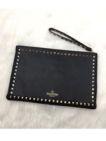 Valentino original calfskin rockstud clutch 0147 black