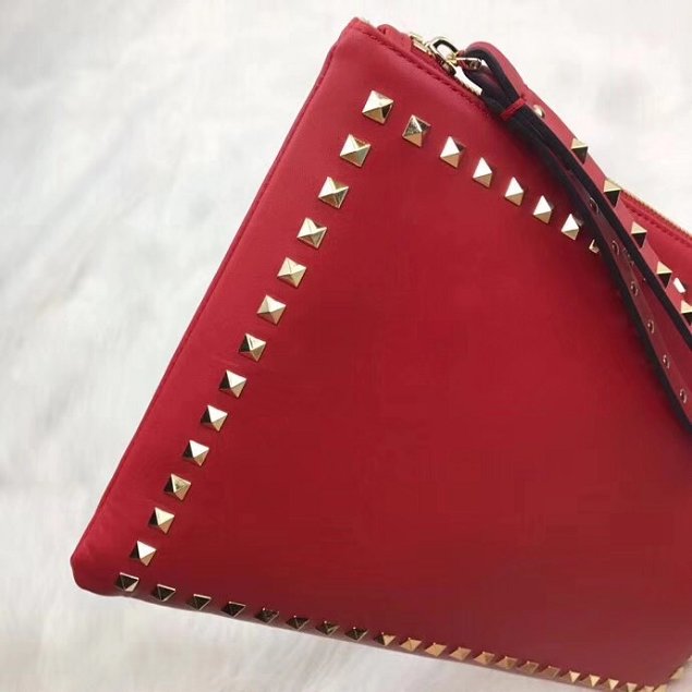 Valentino original calfskin rockstud clutch 0147 red