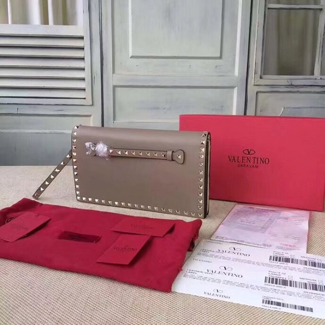 Valentino original calfskin rockstud clutch 0399 apricot