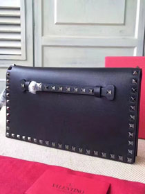 Valentino original calfskin rockstud clutch 0399 black