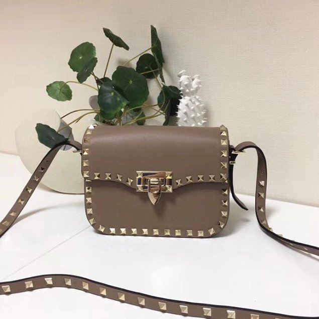 Valentino original calfskin rockstud mini shoulder bag 0124 grey