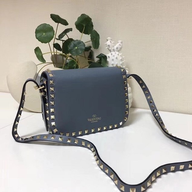 Valentino original calfskin rockstud mini shoulder bag 0124 light blue 