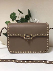 Valentino original calfskin rockstud shoulder bag 0125 grey