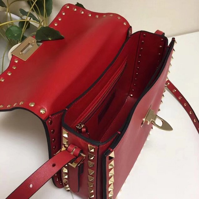 Valentino original calfskin rockstud shoulder bag 0125 red