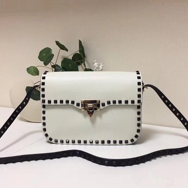 Valentino original calfskin rockstud shoulder bag 0125 white 