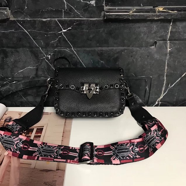 Valentino original calfskin rockstud mini shoulder bag 0124 black