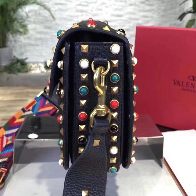 Valentino original grained calfskin multi-rockstud shoulder bag 0125 black