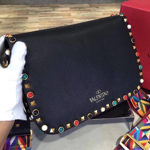 Valentino original grained calfskin multi-rockstud shoulder bag 0125 black