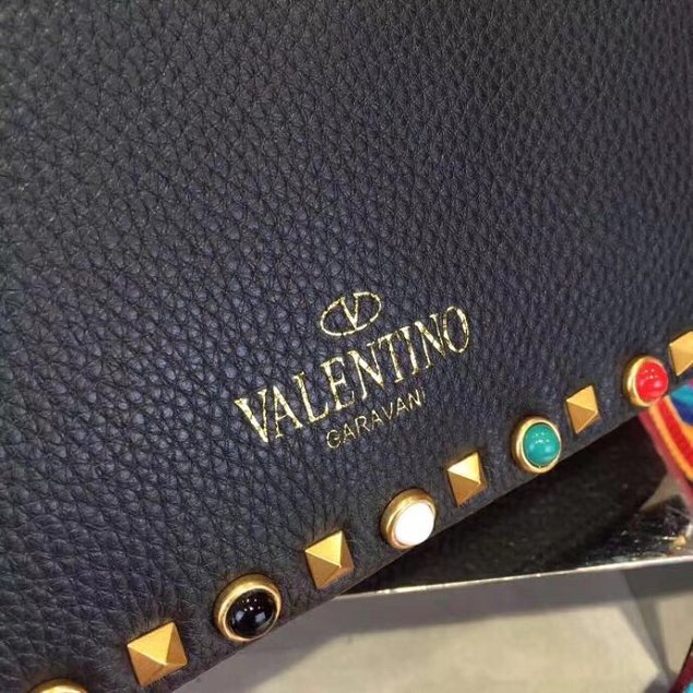 Valentino original grained calfskin multi-rockstud shoulder bag 0125 black
