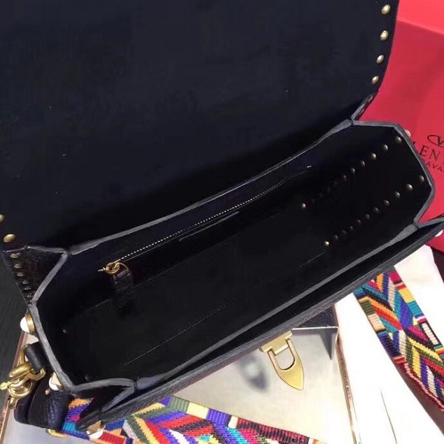 Valentino original grained calfskin multi-rockstud shoulder bag 0125 black