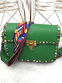 Valentino original grained calfskin multi-rockstud shoulder bag 0125 green