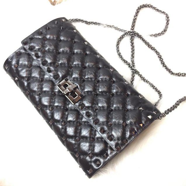 Valentino original lambskin rockstud spike crossbody bag 0137 black