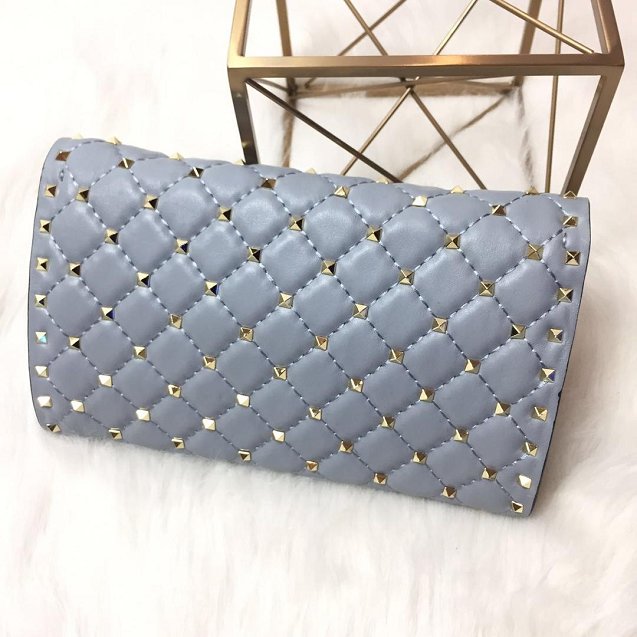 Valentino original lambskin rockstud spike crossbody bag 0137 light blue