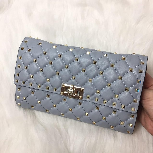 Valentino original lambskin rockstud spike crossbody bag 0137 light blue