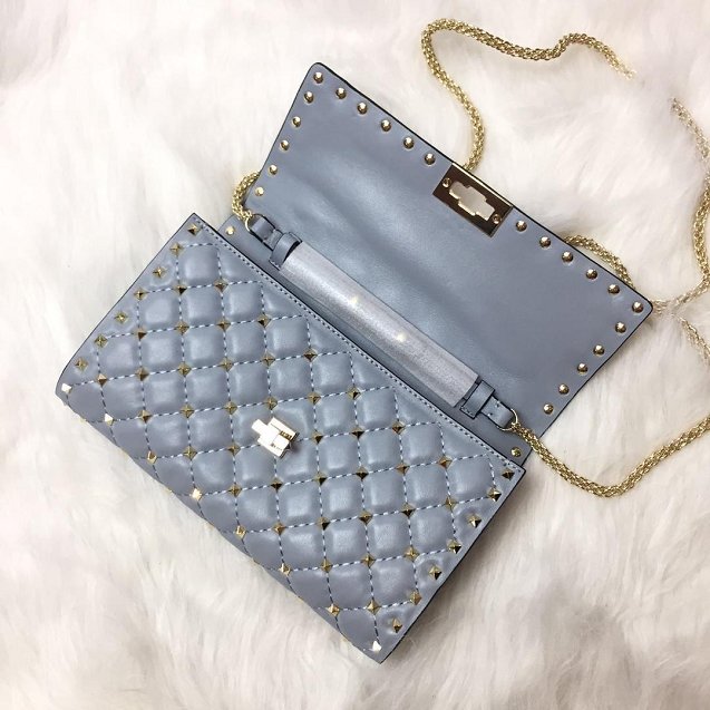 Valentino original lambskin rockstud spike crossbody bag 0137 light blue