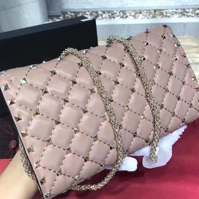 Valentino original lambskin rockstud spike crossbody bag 0137 nude