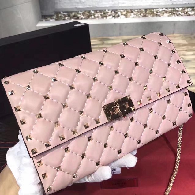 Valentino original lambskin rockstud spike crossbody bag 0137 pink