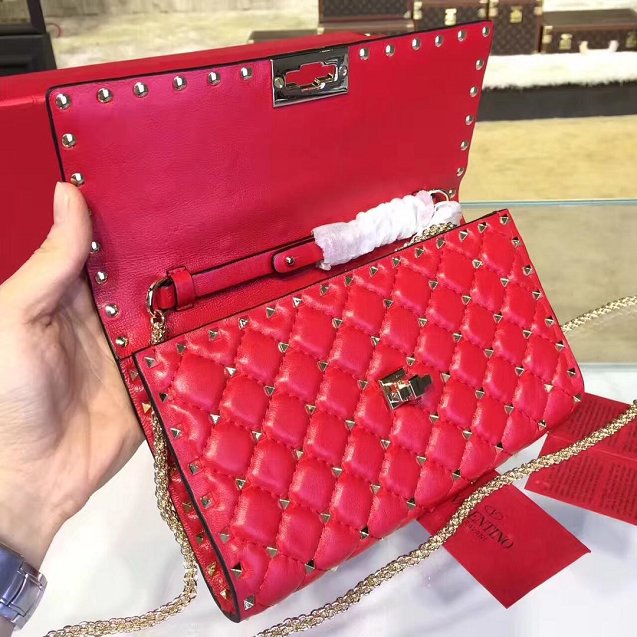 Valentino original lambskin rockstud spike crossbody bag 0137 red