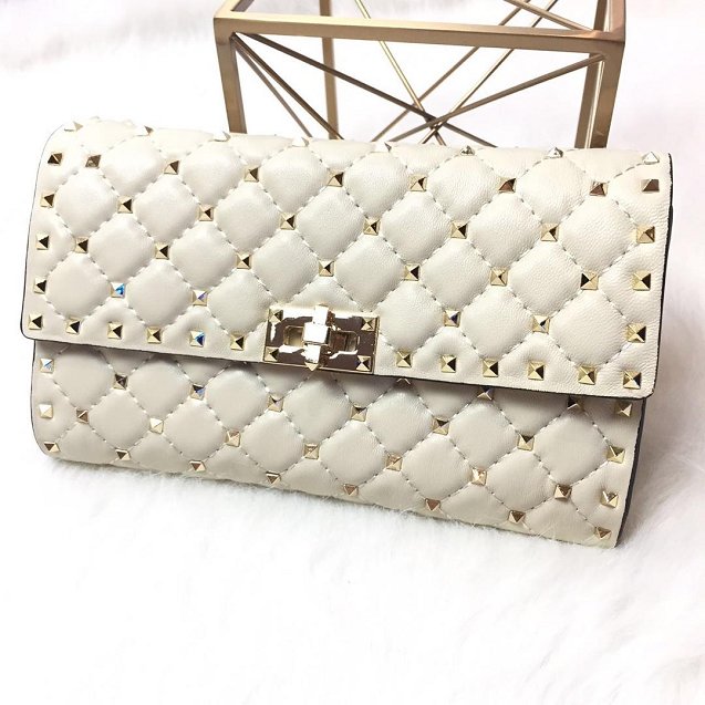 Valentino original lambskin rockstud spike crossbody bag 0137 white