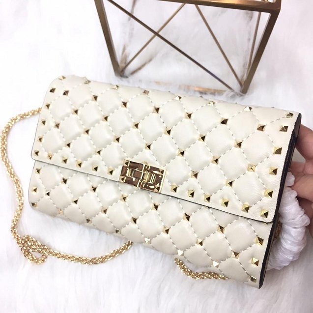 Valentino original lambskin rockstud spike crossbody bag 0137 white