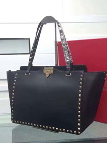 Valentino original smooth calfskin rockstud large tote bag 0970 black