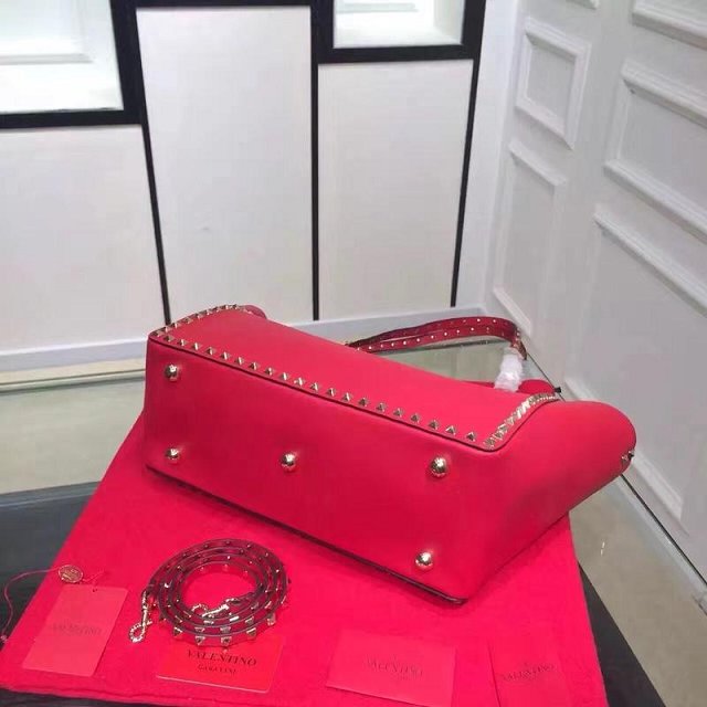 Valentino original smooth calfskin rockstud large tote bag 0970 red