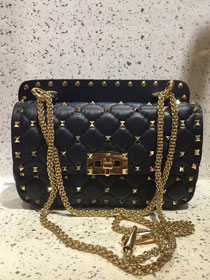 Valentino original lambskin rockstud small chain bag 0123 black