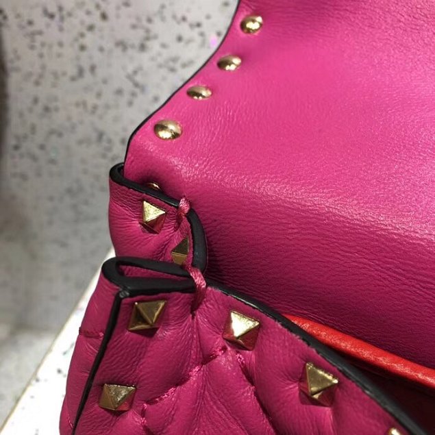 Valentino original lambskin rockstud small chain bag 0123 rose red