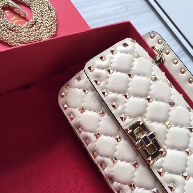 Valentino original lambskin rockstud small chain bag 0123 white