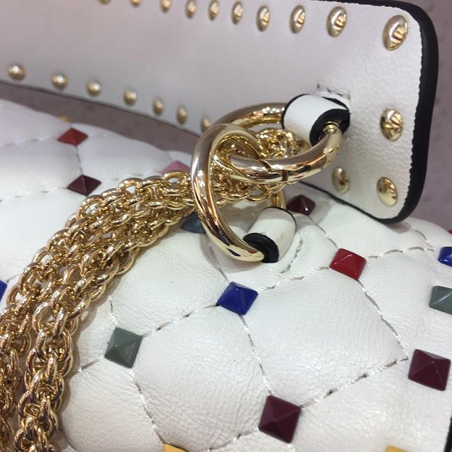 Valentino original lambskin multi-rockstud large chain bag 0121 white