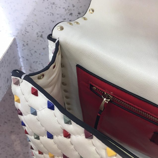 Valentino original lambskin multi-rockstud large chain bag 0121 white