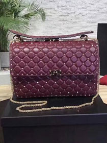 Valentino original lambskin rockstud large chain bag 0121 burgundy