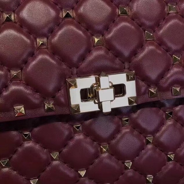 Valentino original lambskin rockstud large chain bag 0121 burgundy