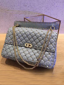 Valentino original lambskin rockstud large chain bag 0121 light blue