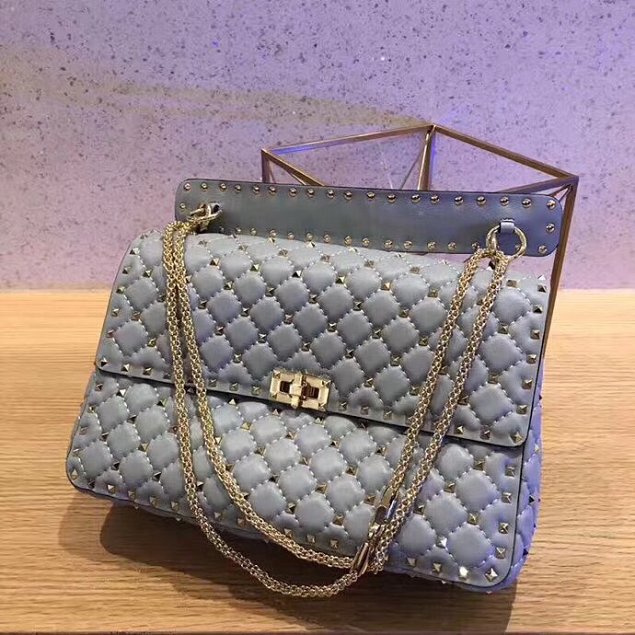 Valentino original lambskin rockstud large chain bag 0121 light blue