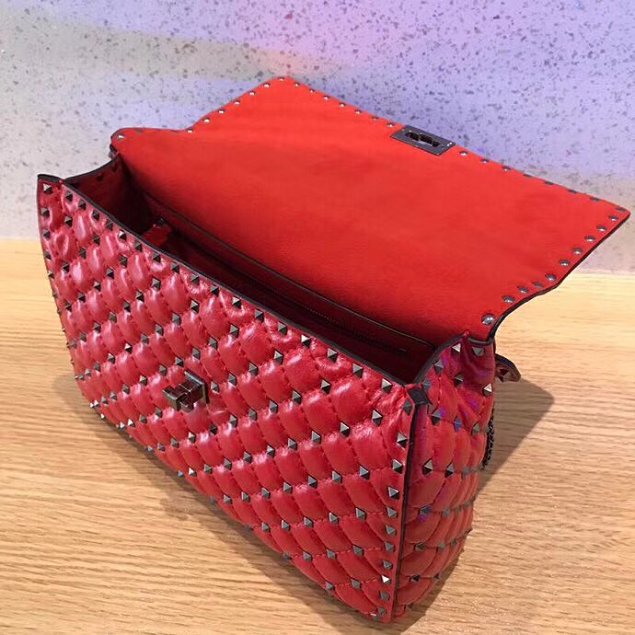 Valentino original lambskin rockstud large chain bag 0121 red